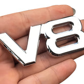 V8 Auto Embleem Badge – Hoogglans Metaal Sticker voor Exterieur