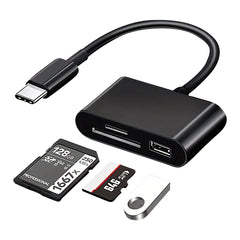 USB-C Kaartlezer 3-in-1 | SD + MicroSD Adapter voor Telefoon, Tablet & Laptop