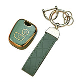 Sleutelhoes voor Peugeot & Citroën 2-knops sleutel – Vintage Leren Look met Sleutelhanger