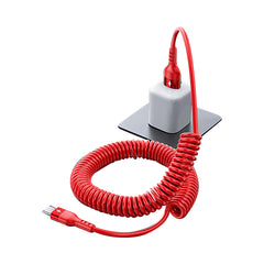 66W 5A USB Type-C Fast Charging Data Spring Telescopic Cord