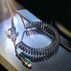 66W 5A USB Type-C Fast Charging Data Spring Telescopic Cord