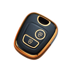 Sleutelhoes voor Peugeot & Citroën 2-knops sleutel – Vintage Leren Look met Sleutelhanger