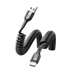 66W 5A USB Type-C Fast Charging Data Spring Telescopic Cord