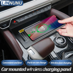 LINNUNU Car Phone Holder Wireless Charger Fit for GEELY KX11 Monjaro Manjaro 2022 2023 Xingyue L 15w Fast Charging Mat Panel