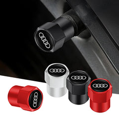 4Pcs 3D Metal Tire Valve Caps Car Tyre Air Stems Cover for Audi