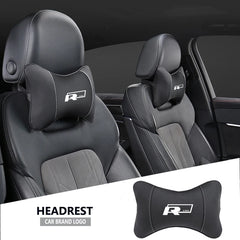 1Pcs Car Seat Headrest Auto Logo Neck Pillow For Volkswagen Rline T-Cross Arteon Jetta Caddy GTI GTD Sharan Transporter Touareg