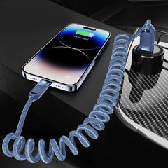 Toocki USB 2.4A Fast Car Charger Cable For iPhone 14 13 12 11 Pro Max Plus  8  X XS Spring Telescopic Charging Wire  Accessories