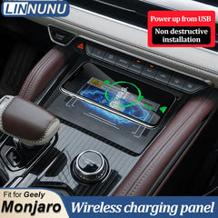 LINNUNU Car Phone Holder Wireless Charger Fit for GEELY KX11 Monjaro Manjaro 2022 2023 Xingyue L 15w Fast Charging Mat Panel