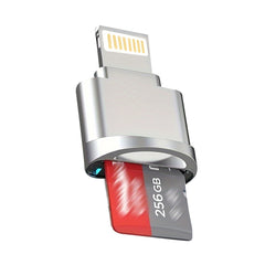 1 stuk Micro SD-kaartlezer converter geschikt voor iPhone iPad, OTG naar Micro SD/TF-kaartlezer kijker adapter geheugenkaartlezen voor iPhone 14/14promax/13/12/Pro/11/X/XR/Max/8 Ondersteuning IOS 13 en ExFAT & FAT32